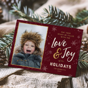 Cartes Pour Fêtes Annuelles Love and Joy Faux Foil Photo