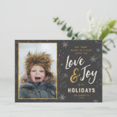 Cartes Pour Fêtes Annuelles Love and Joy Faux Foil Photo | Salutation à l'enve (Debout devant)