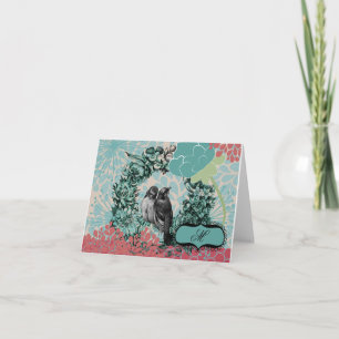 Cartes Pour Fêtes Annuelles Love Birds on Floral Wreath
