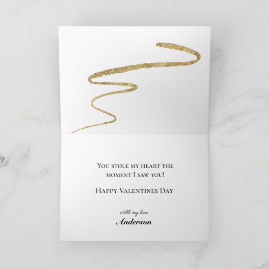 Cartes Pour Fêtes Annuelles LOVE - Black avec Gold Swoosh Valentine Holiday Ca (Intérieur)