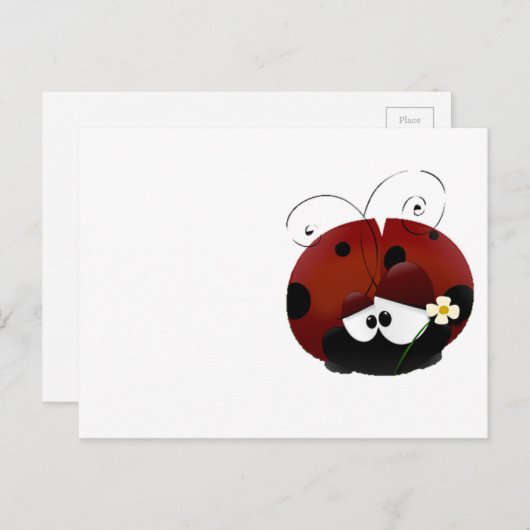 Cartes Pour Fêtes Annuelles Love Bug Ladybug, mignon dessin animé Saint Valent (Devant / Derrière)