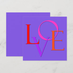 Cartes Pour Fêtes Annuelles "LOVE" en Valentin rose, rouge, violet et orange