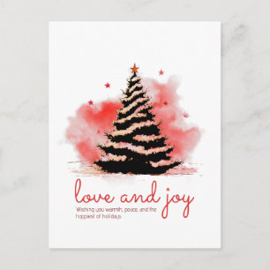 Cartes Pour Fêtes Annuelles Love et Joie Noël, Élégant Noir & Rouge 