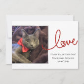 Cartes Pour Fêtes Annuelles Love Heart Script | Photo moderne rouge et blanc (Devant)