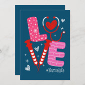 Cartes Pour Fêtes Annuelles LOVE Heart Stethoscope Nurse Life Funny Nurse (Devant / Derrière)