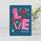 Cartes Pour Fêtes Annuelles LOVE Heart Stethoscope Nurse Life Funny Nurse (Debout devant)