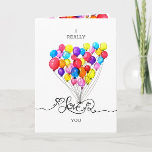 Cartes Pour Fêtes Annuelles Love Heart Valentines BALLOON aquarelle