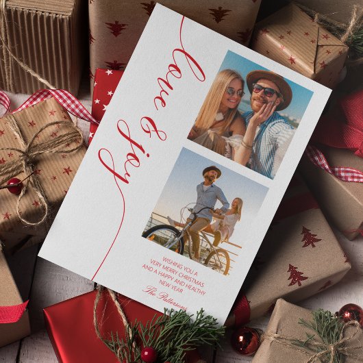 Cartes Pour Fêtes Annuelles Love & Joy Christmas Script Photo
