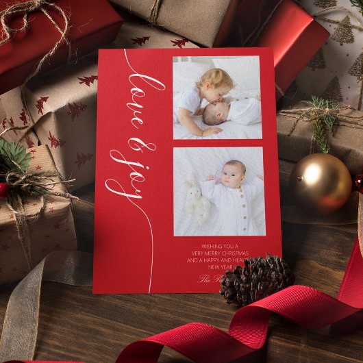 Cartes Pour Fêtes Annuelles Love & Joy Christmas Script Photo
