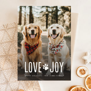 Cartes Pour Fêtes Annuelles Love Joy Cute Chien Photo Noël