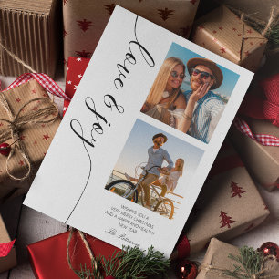 Cartes Pour Fêtes Annuelles Love & Joy Deux Photos Famille Noël Noir Blanc