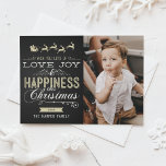 CARTES POUR FÊTES ANNUELLES LOVE JOY HAPPINESS CHALKBOARD CHRISTMAS PHOTO CARD<br><div class="desc">CARTE PHOTO DE CHALKBOARD DE L'AMOUR,  DE LA JOIE ET DU BONHEUR DE NOËL</div>