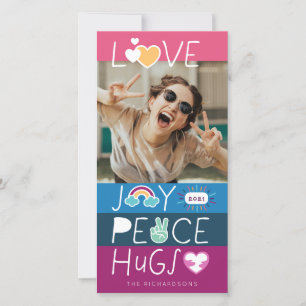 Cartes Pour Fêtes Annuelles Love Joy Peace Hugs Emoji Christmas Photo Collage