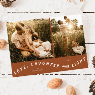 Cartes Pour Fêtes Annuelles Love Laughter Light Noël Photo Terracotta