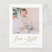 Cartes Pour Fêtes Annuelles Love & Light Brush Lettering Gold Happy Hanoukka (Devant)