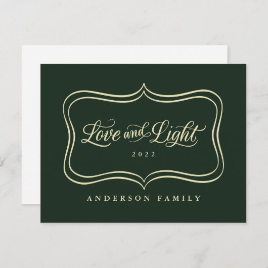 Cartes Pour Fêtes Annuelles Love & Light Classic Gold Frame (Devant / Derrière)