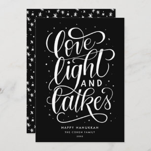 Cartes Pour Fêtes Annuelles Love Light et Latkes sur Black Hanoukka