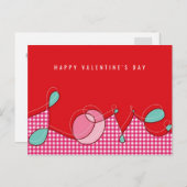 Cartes Pour Fêtes Annuelles Love Loop Calligraphy Plaid Checks Valentine's Day (Devant / Derrière)