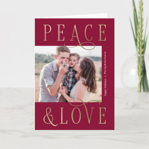 Cartes Pour Fêtes Annuelles Love Peace Editable Color Folded Holiday Card