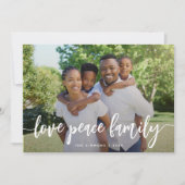 Cartes Pour Fêtes Annuelles Love Peace Family Moderne Brush Script Photo (Devant)