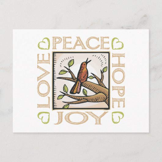 Cartes Pour Fêtes Annuelles Love, Peace, Hope, Joy (Devant)