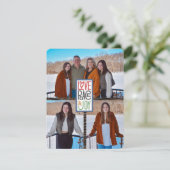 Cartes Pour Fêtes Annuelles Love Peace & Joy (ajouter vos photos) Bois rustiqu (Debout devant)