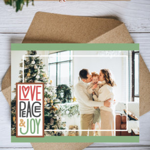 Cartes Pour Fêtes Annuelles Love Peace & Joy (ajouter votre photo) Vacances mi