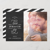 Cartes Pour Fêtes Annuelles LOVE PEACE JOY Chalkboard Noël Photo (Devant / Derrière)