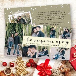 Cartes Pour Fêtes Annuelles Love Peace Joy Simple Script tendance Moderne 7 Ph