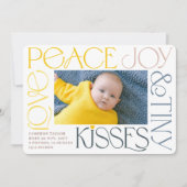 Cartes Pour Fêtes Annuelles Love Peace Joy Tiny Kisses 1er Noël de bébé (Devant)