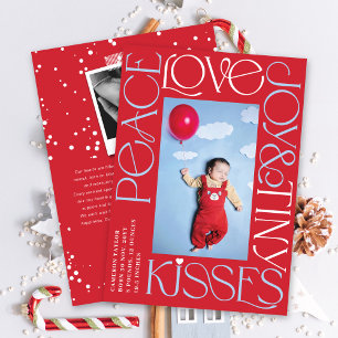 Cartes Pour Fêtes Annuelles Love Peace Joy Tiny Kisses 1er Noël de bébé