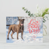 Cartes Pour Fêtes Annuelles Love Peace Wags Red Script Chien photo (Debout devant)