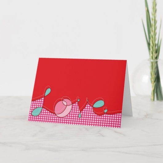 Cartes Pour Fêtes Annuelles Love Plaid Checks Loop Retro Cute Valentine's Day (Devant)