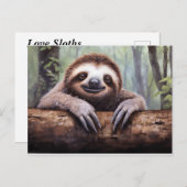Cartes Pour Fêtes Annuelles Love Sloths (Devant / Derrière)