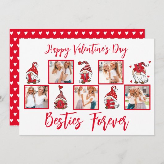 Cartes Pour Fêtes Annuelles Love U Lettering Gnomes|BFF Cinq photos Red Frame (Devant / Derrière)