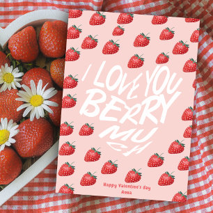Cartes Pour Fêtes Annuelles Love You Berry Beaucoup Red Strawberry Valentine's