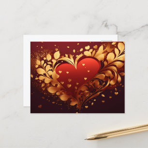 Cartes Pour Fêtes Annuelles Lovely Heart and Floral golden Decorative