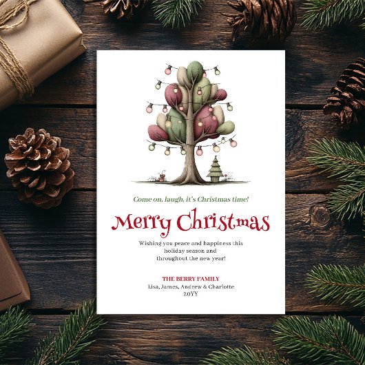 Cartes Pour Fêtes Annuelles Lovely Whimsical Christmas Tree Hand Drawn Card