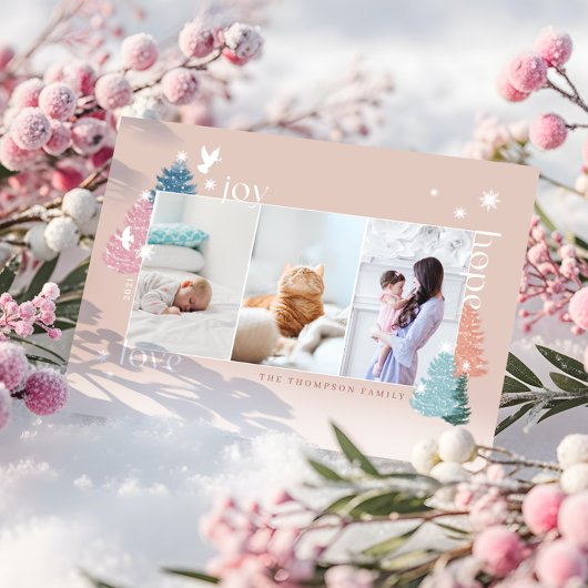 Cartes Pour Fêtes Annuelles Loy Joy Hope Pastel Christmas Tree Forest 3 Photo