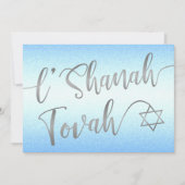 Cartes Pour Fêtes Annuelles L'Shanah Tovah Rosh Hashanah Script Argent Bleu (Devant)