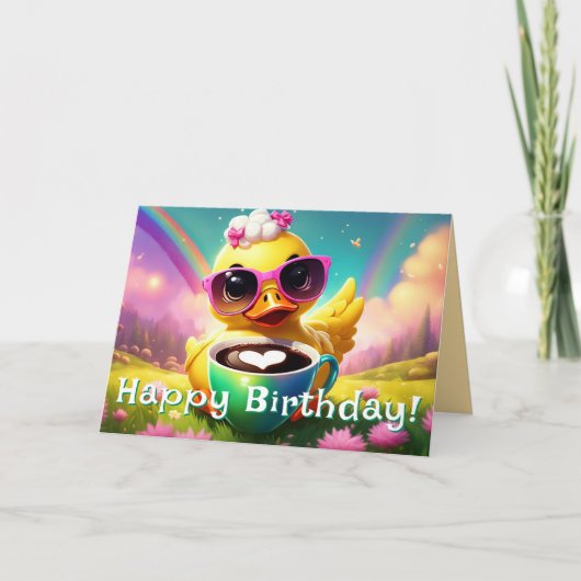 Cartes Pour Fêtes Annuelles Lucky Coffee Heureux Anniversaire Ducky Card (Devant)