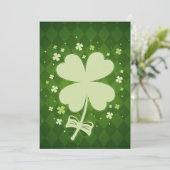 Cartes Pour Fêtes Annuelles Lucky Green Diamond Four Leaf Ribbon Clover (Debout devant)