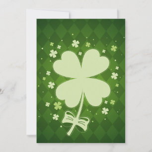 Cartes Pour Fêtes Annuelles Lucky Green Diamond Four Leaf Ribbon Clover