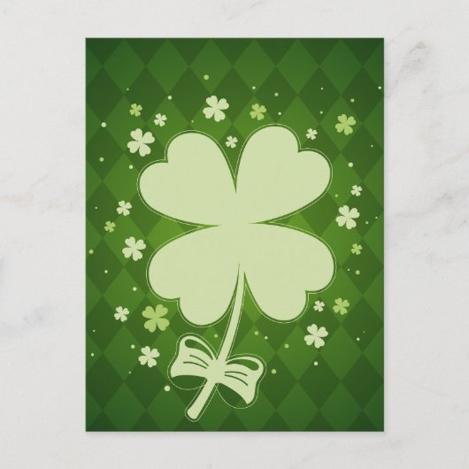 Cartes Pour Fêtes Annuelles Lucky Green Diamond Four Leaf Ribbon Clover (Devant)