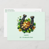 Cartes Pour Fêtes Annuelles Lucky Horseshoe & Gold Coins St. Patrick's Day (Devant / Derrière)