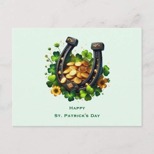 Cartes Pour Fêtes Annuelles Lucky Horseshoe & Gold Coins St. Patrick's Day (Devant)