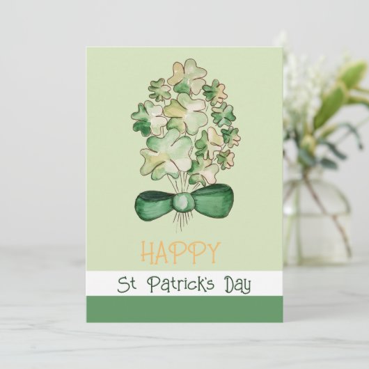 Cartes Pour Fêtes Annuelles Lucky Shamrock Clover Watercolor Art (Debout devant)