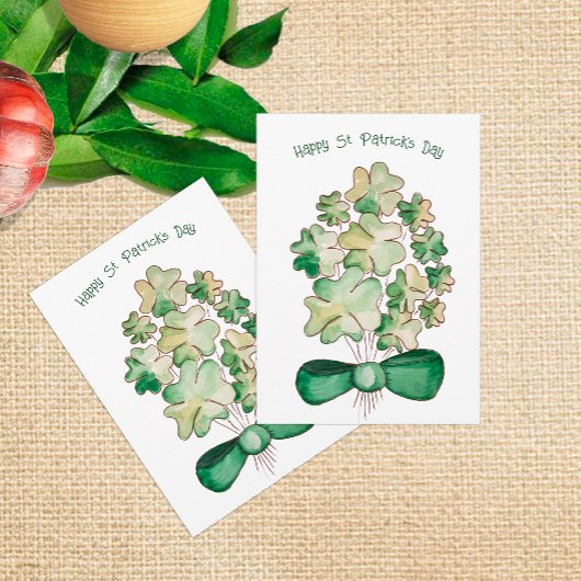 Cartes Pour Fêtes Annuelles Lucky Shamrock Clover Watercolor Art