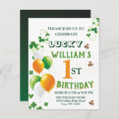 Cartes Pour Fêtes Annuelles Lucky Un 1er Anniversaire, St. Patrick's Day Lepre (Devant / Derrière)