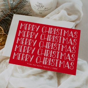 Cartes Pour Fêtes Annuelles LUCY Bright Red Cute Fun Family Joyeux Noël